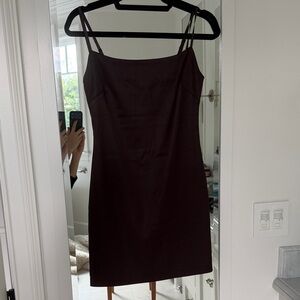 Aritzia Ten Babaton Dark Brown Silky Mini Dress